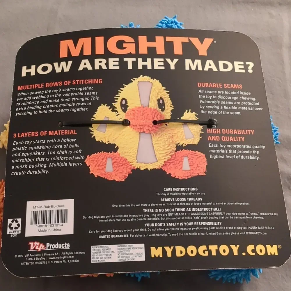 MIGHTY Blue Bunny and Yellow Duck Plush Toys 2pk NWT